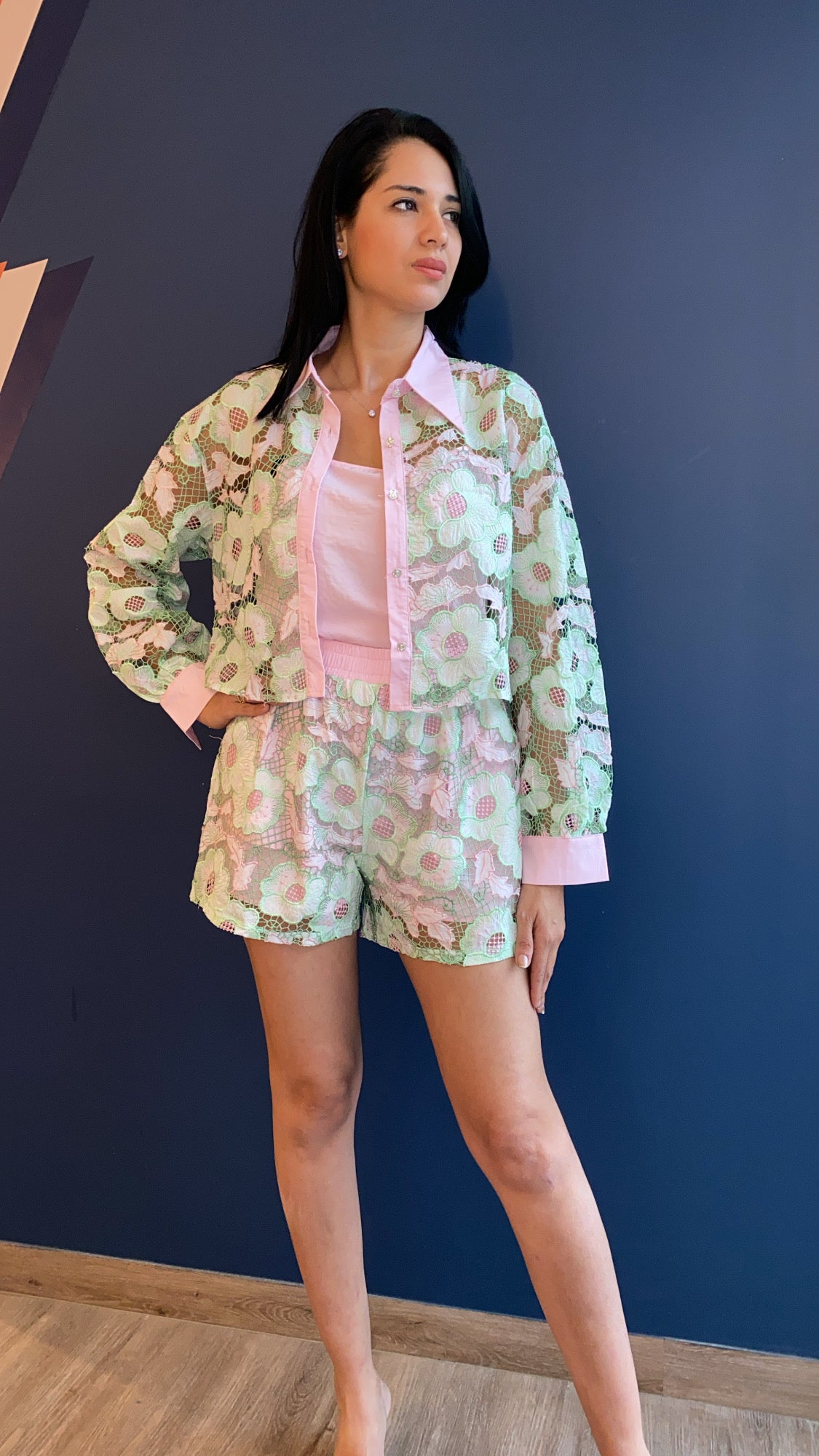 AMANDA FLOWER SHORT SET