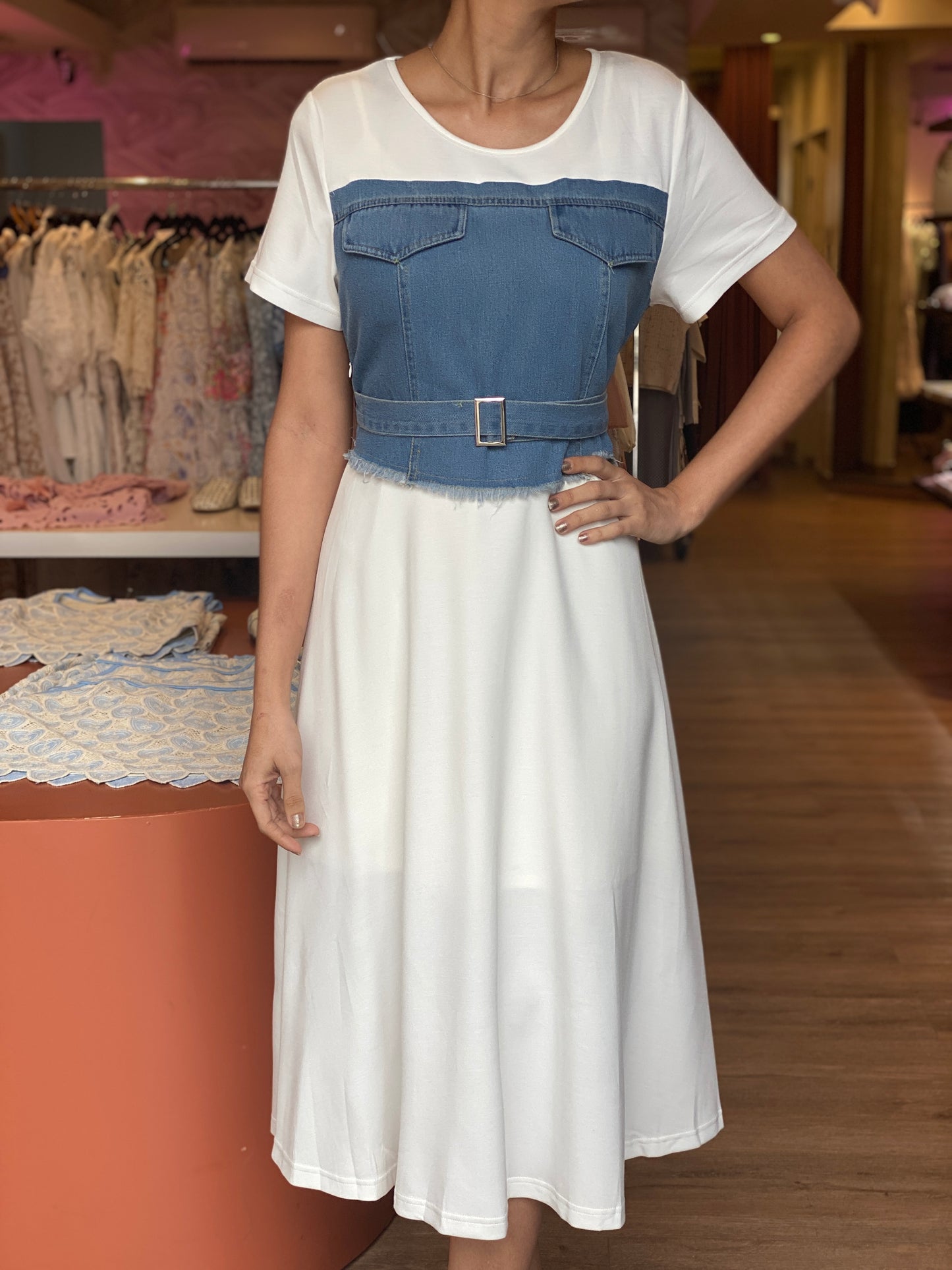FLORIANA JEANS WHITE DRESS