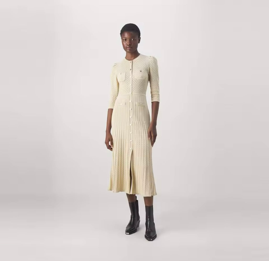 GIORGETTE PLATED DRESS