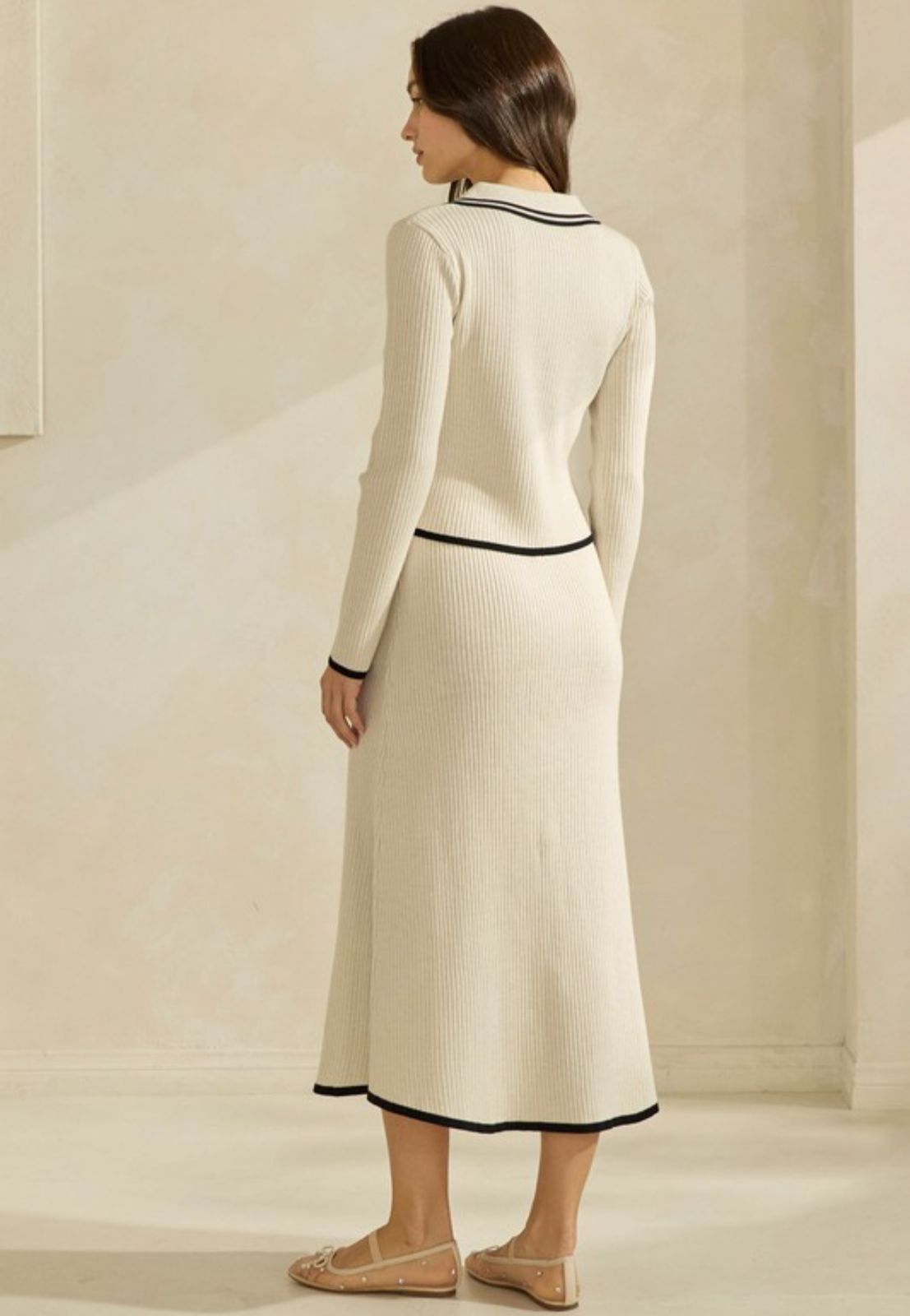CONTRAST SWEATER TOP SET
