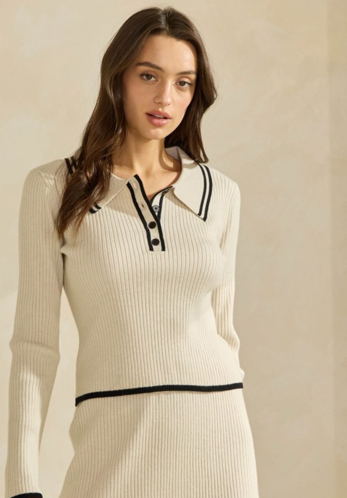 CONTRAST SWEATER TOP SET