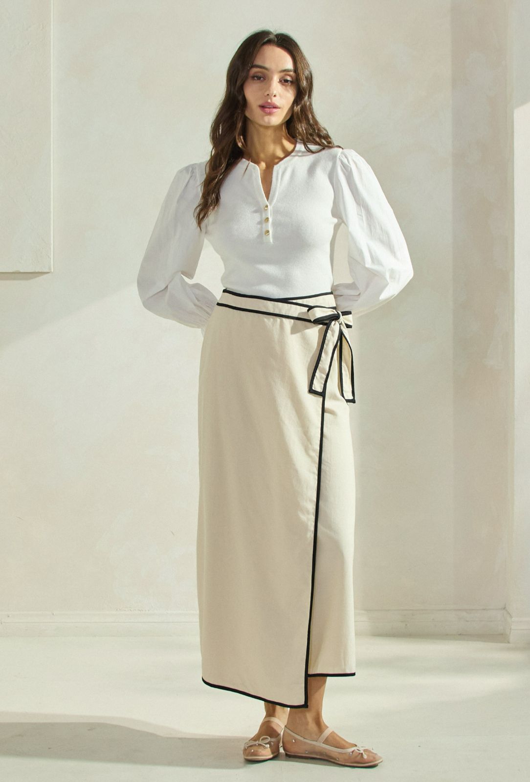 OVERLAP MIDI SKIRT