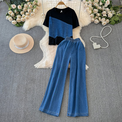 DIAGONAL DENIM PANT SET