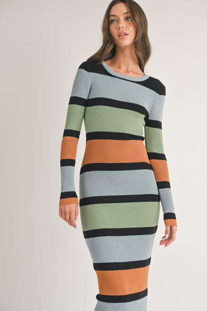 COLOR BLOCK LONG DRESS