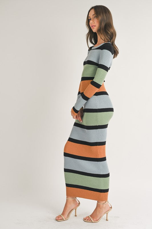 COLOR BLOCK LONG DRESS