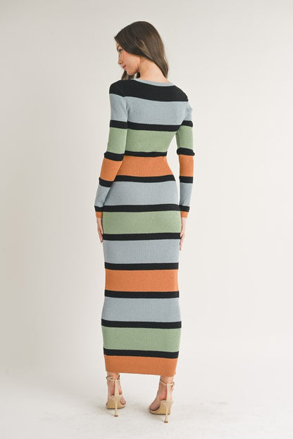 COLOR BLOCK LONG DRESS