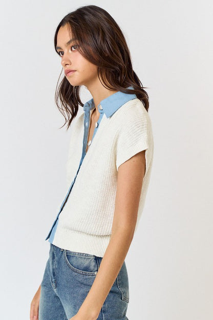 DENIM MEST LACE TOP