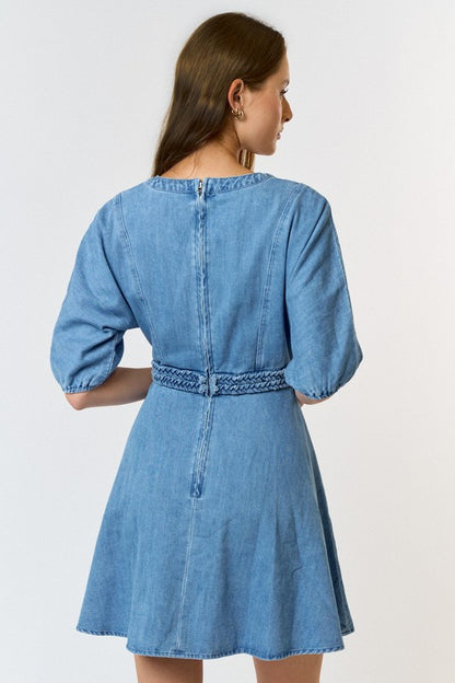 BRAIDED DENIM DRESS