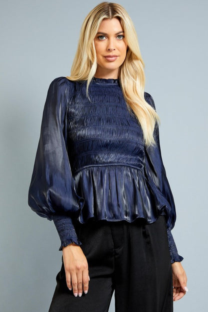 INDIGO PEPLUM TOP