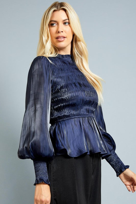 INDIGO PEPLUM TOP