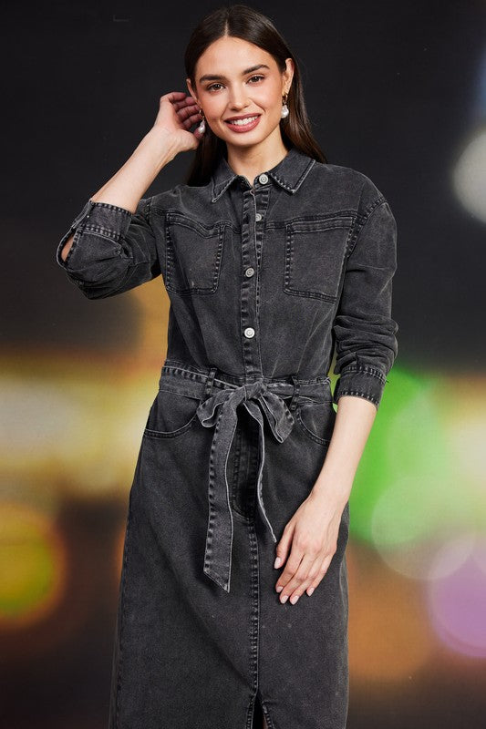 TWILL MIDI DRESS