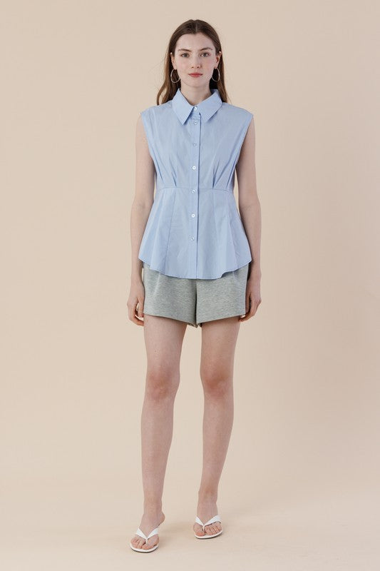 COLLARD PEPLUM SHIRT
