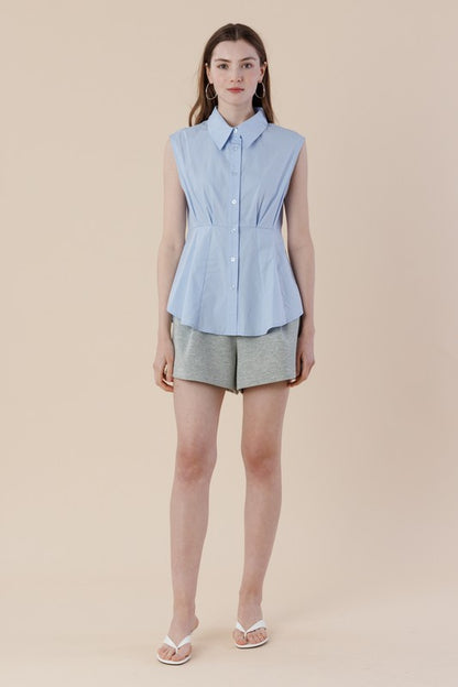 COLLARD PEPLUM SHIRT