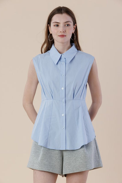 COLLARD PEPLUM SHIRT