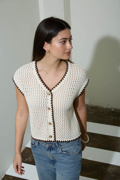 CONTRAST STITCH CARDIGAN