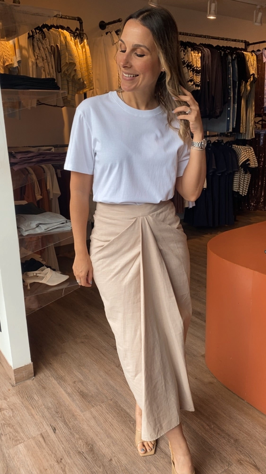 PLEAT MIDI SKIRT
