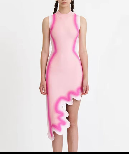 SILOUETTE ILUSSION PINK DRESS