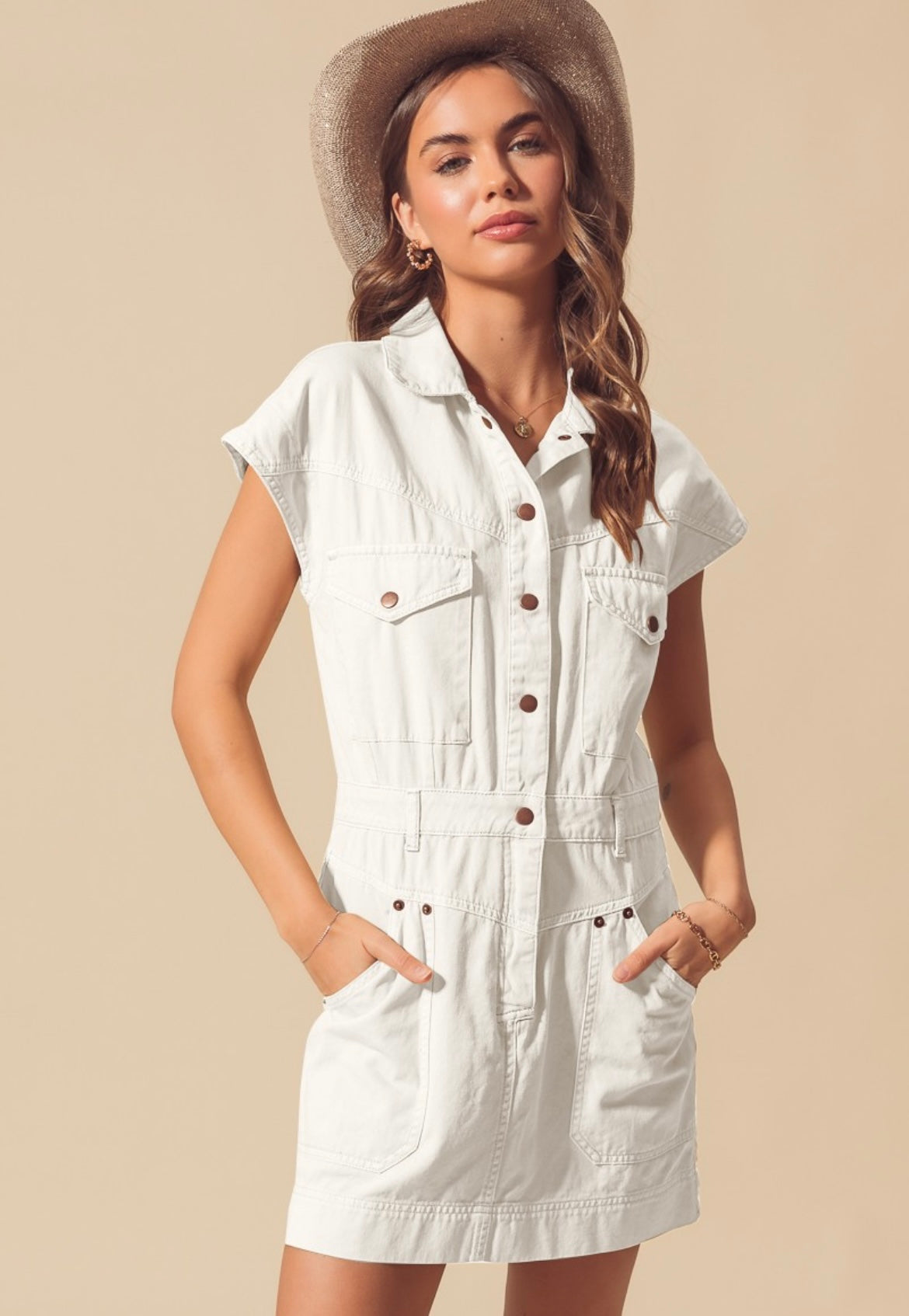 UTILITY WHITE DENIM DRESS