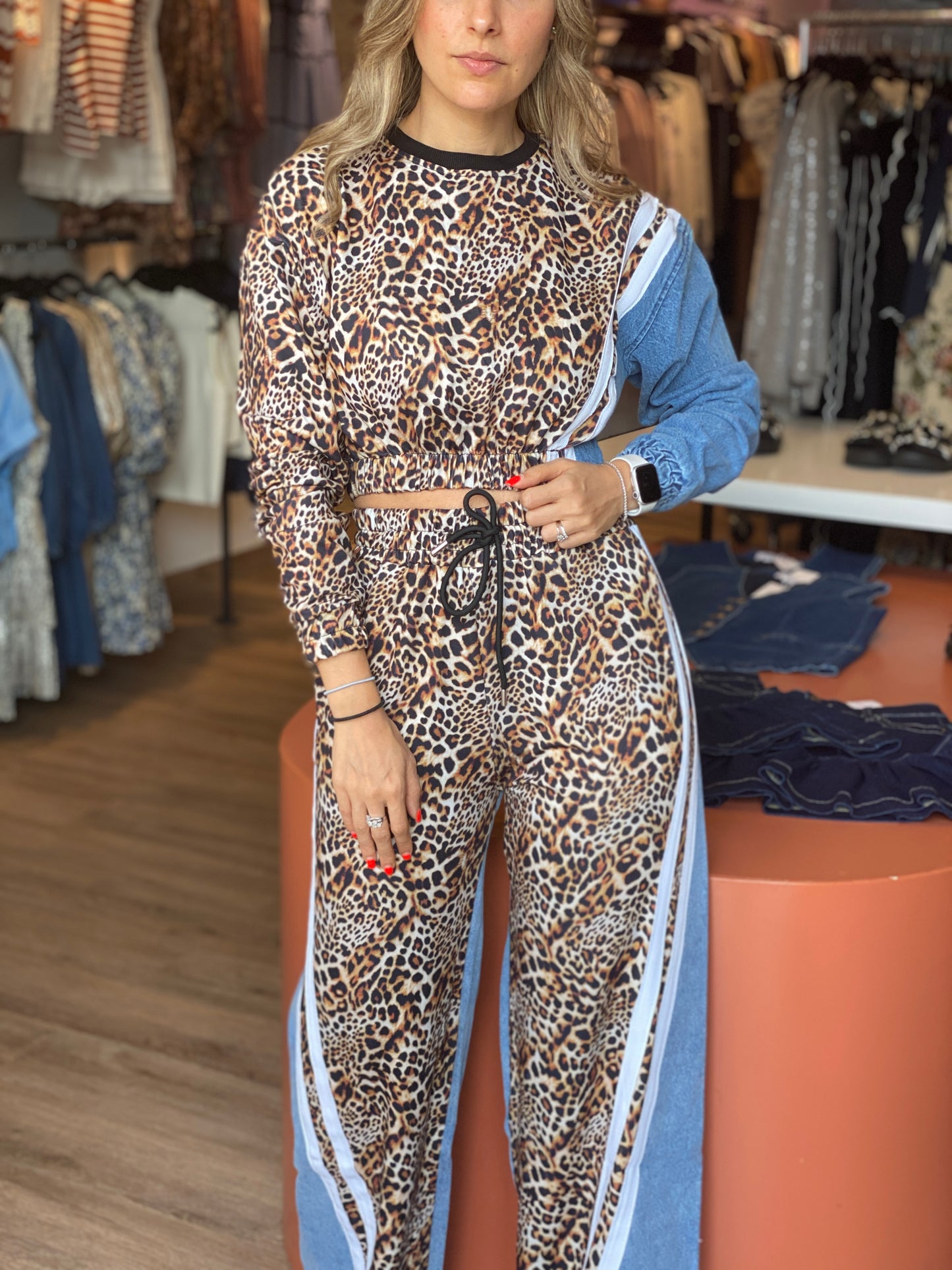 LEOPARD MEETS DENIM SET