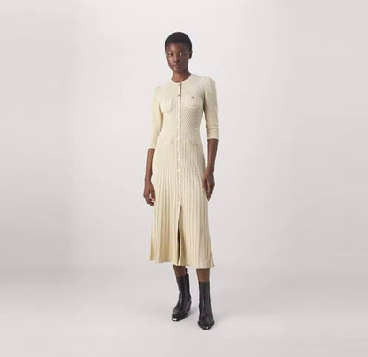 GIORGETTE PLATED DRESS