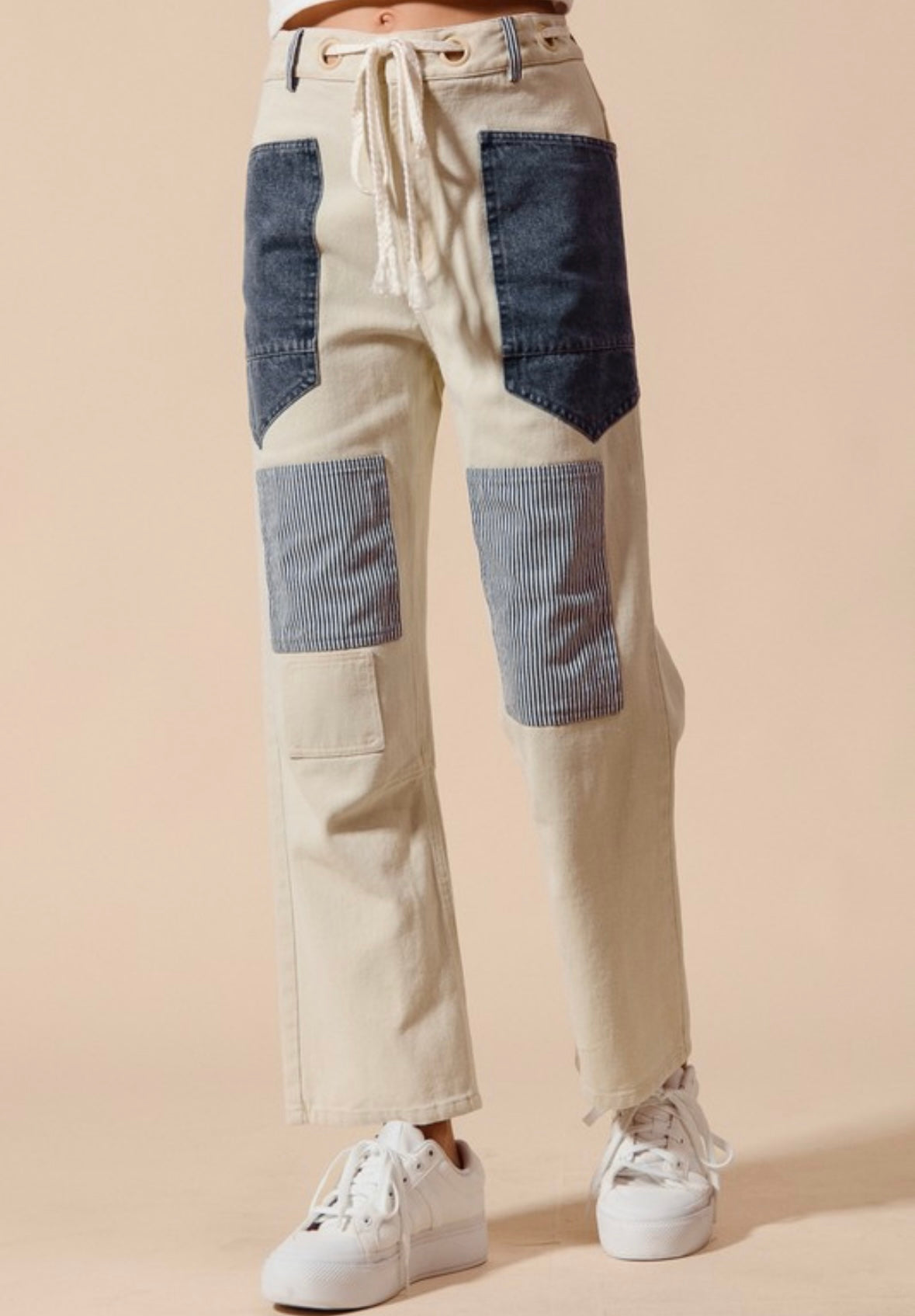 UNEVEN PATCH PANTS
