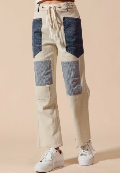 UNEVEN PATCH PANTS