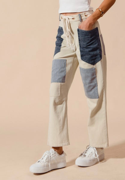 UNEVEN PATCH PANTS