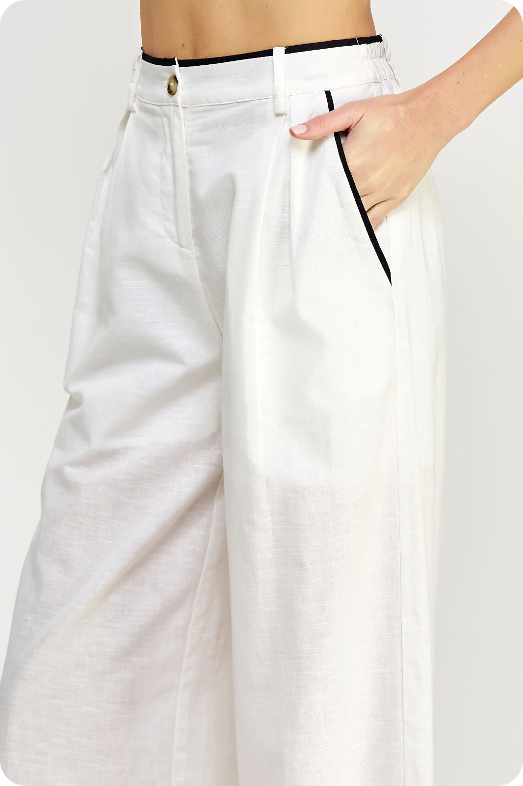 PIPING LINEN VEST SET