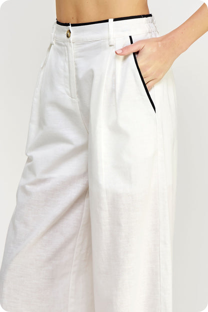 PIPING LINEN VEST SET