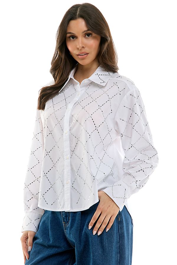 ARGYLE RHINESTONE SHIRT