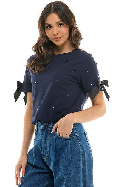 BLACK BOW TEE
