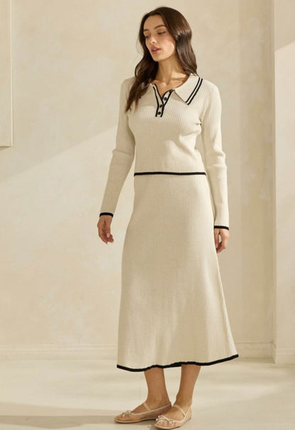 CONTRAST SWEATER TOP SET