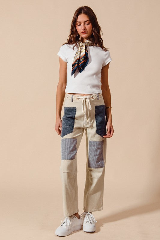 UNEVEN PATCH PANTS