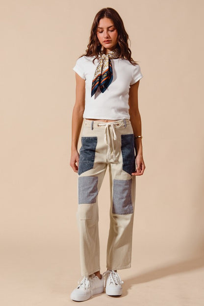 UNEVEN PATCH PANTS