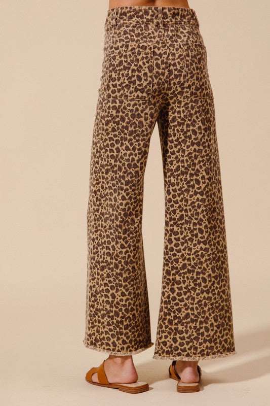 FRAYED LEOPARD PANTS