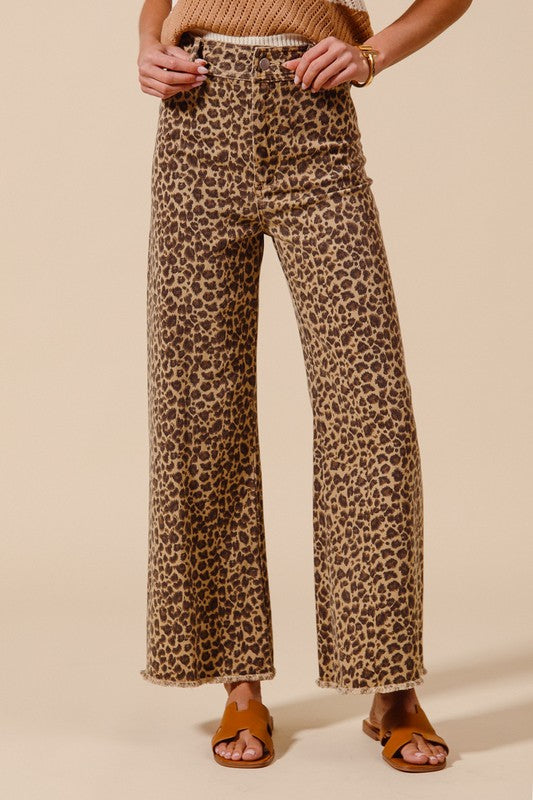 FRAYED LEOPARD PANTS