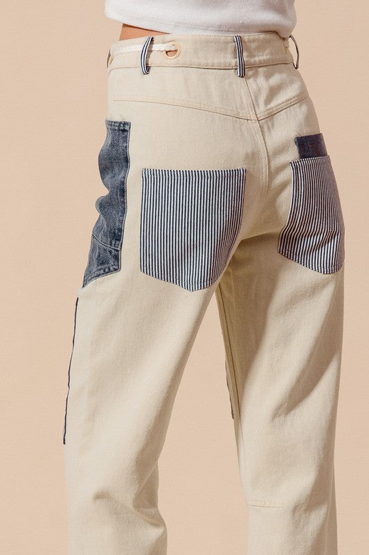 UNEVEN PATCH PANTS